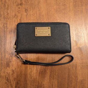 Michael Kors black wallet with wrist strap